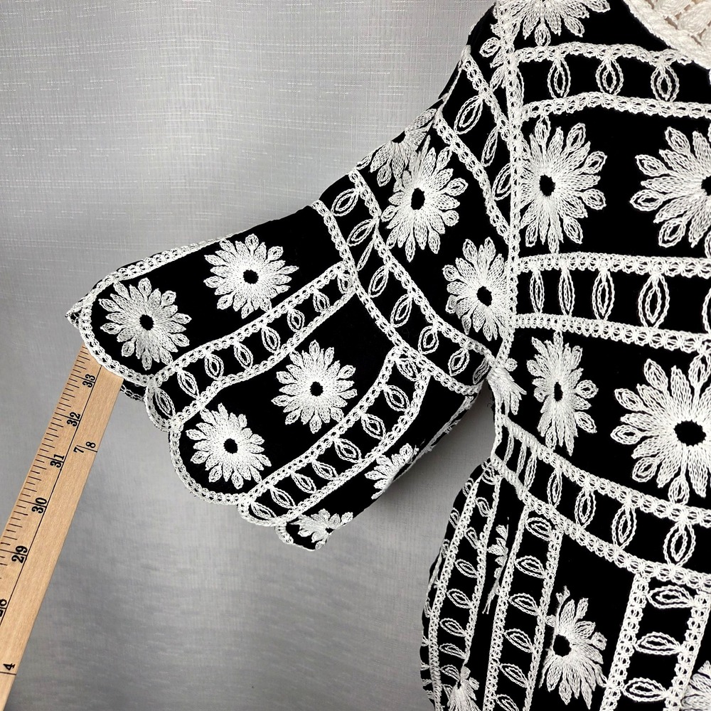 Indigo‎ Poppy Crochet Embroidered Top Women's S Bell Sleeve Babydoll Boho NEW - Picture 3 of 9
